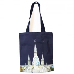 Palais du Rosaire Sac tissu bleu illustré avec la Basilique de Lourdes^ Accessoire | Sac