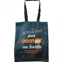 Palais du Rosaire Sac Tote Bag 35x40cm "Je peux tout par Christ qui me fortifie"^ Sac