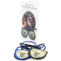 Palais du Rosaire Scapulaire en tissu de Saint Michel au Bouclier avec guide de prière^ Collier Scapulaire