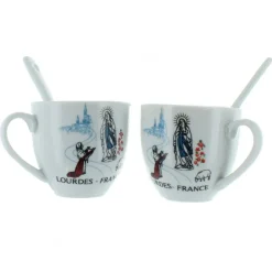 Palais du Rosaire Set 2 tasses à café avec l'Apparition^ Vaisselle De Lourdes