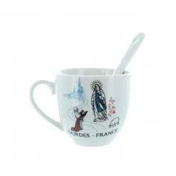 Palais du Rosaire Set 2 tasses à café avec l'Apparition^ Vaisselle De Lourdes