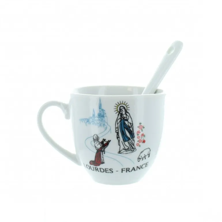 Palais du Rosaire Set 2 tasses à café avec l'Apparition^ Vaisselle De Lourdes
