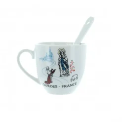 Palais du Rosaire Set 2 tasses à café avec l'Apparition^ Vaisselle De Lourdes