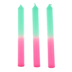 Palais du Rosaire Set de 3 bougies à bâton couleur rose et turquoise 20x2cm^ Bougie De Dévotion