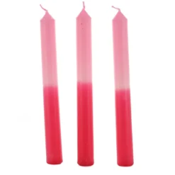 Palais du Rosaire Set de 3 bougies à bâton couleur rose et rouge 20x2cm^ Bougie De Dévotion