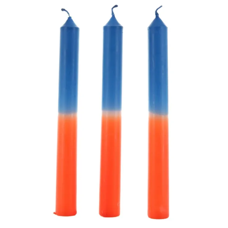 Palais du Rosaire Set de 3 bougies à bâton couleur bleu et orange 20x2cm^ Bougie De Dévotion