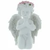 Palais du Rosaire Statue Ange à genoux avec une couronne de roses colorées 14cm^ Statue Ange