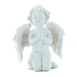 Palais du Rosaire Statue Ange à genoux en résine blanche 7 cm^ Statue Ange
