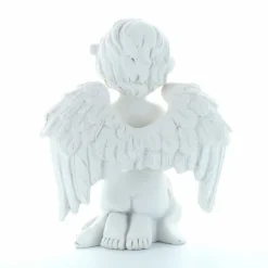 Palais du Rosaire Statue Ange à genoux en résine blanche 7 cm^ Statue Ange
