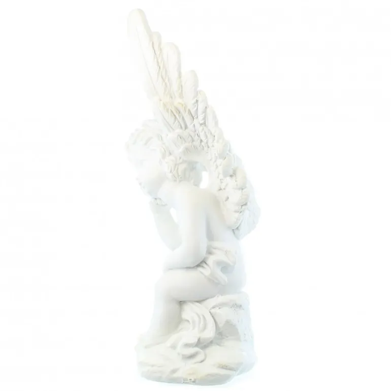 Palais du Rosaire Statue Ange blanc 27 cm assis en résine^ Statue Ange