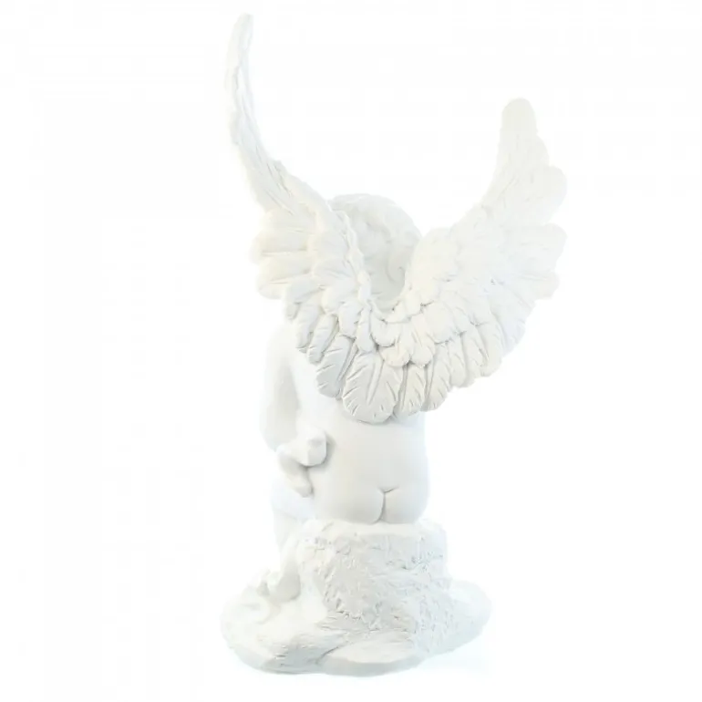 Palais du Rosaire Statue Ange blanc 27 cm assis en résine^ Statue Ange