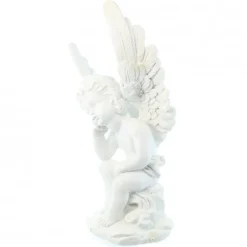Palais du Rosaire Statue Ange blanc 27 cm assis en résine^ Statue Ange