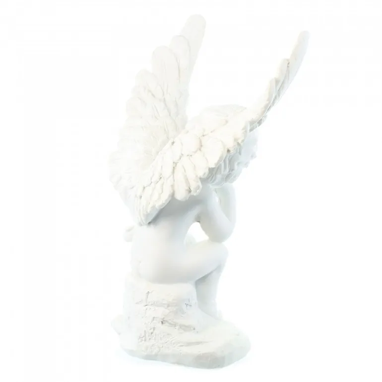 Palais du Rosaire Statue Ange blanc 27 cm assis en résine^ Statue Ange