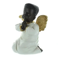 Palais du Rosaire Statue Ange en résine noire, blanche et dorée^ Statue Ange