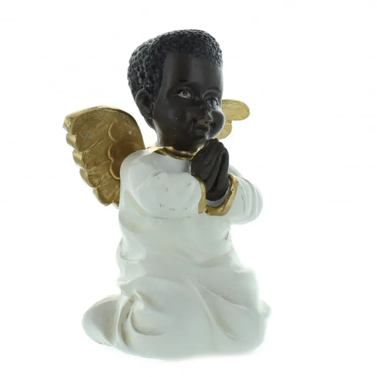 Palais du Rosaire Statue Ange en résine noire, blanche et dorée^ Statue Ange