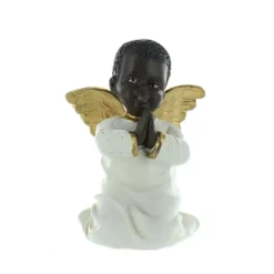 Palais du Rosaire Statue Ange en résine noire, blanche et dorée^ Statue Ange