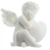 Palais du Rosaire Statue angelot et coeur en albâtre de 7 cm^ Statue Ange
