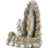 Palais du Rosaire Statue Apparition de Lourdes en résine blanche et dorée^ Statue De Notre Dame De Lourdes