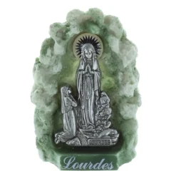 Palais du Rosaire Statue Apparition de Lourdes et grotte en résine verte 8 cm^ Statue De Notre Dame De Lourdes