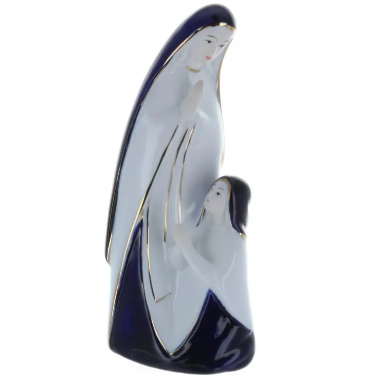 Palais du Rosaire Statue Apparition de Lourdes en porcelaine colorée 17 cm^ Statue De Notre Dame De Lourdes