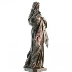 Palais du Rosaire Statue Christ Miséricordieux de 22cm en bronze coulé a froid^ Statue Funéraire | Jésus Miséricordieux