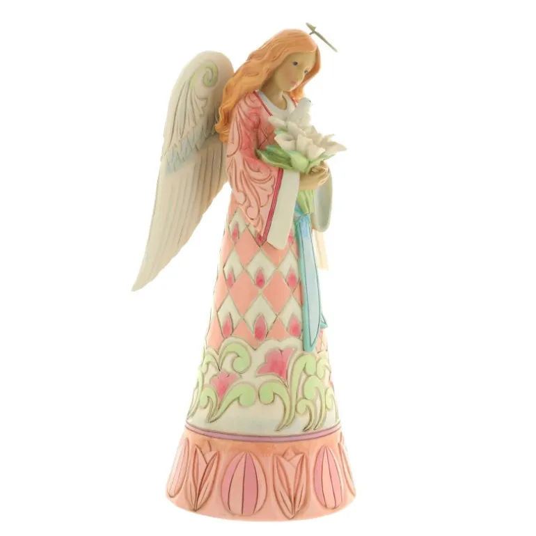 Palais du Rosaire Statue d'Ange avec un Bouquet et une Colombe en résine 24cm^ Statue Ange