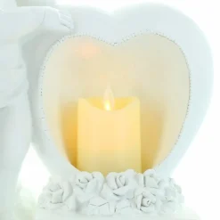 Palais du Rosaire Statue d'Ange debout en résine avec un coeur contenant une bougie 30cm^ Bougeoir | Statue Ange