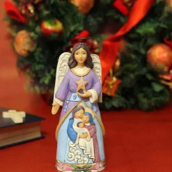 Palais du Rosaire Statue d'Ange gardien en résine avec une étoile - Résine - 18,5cm^ Décoration De Noël