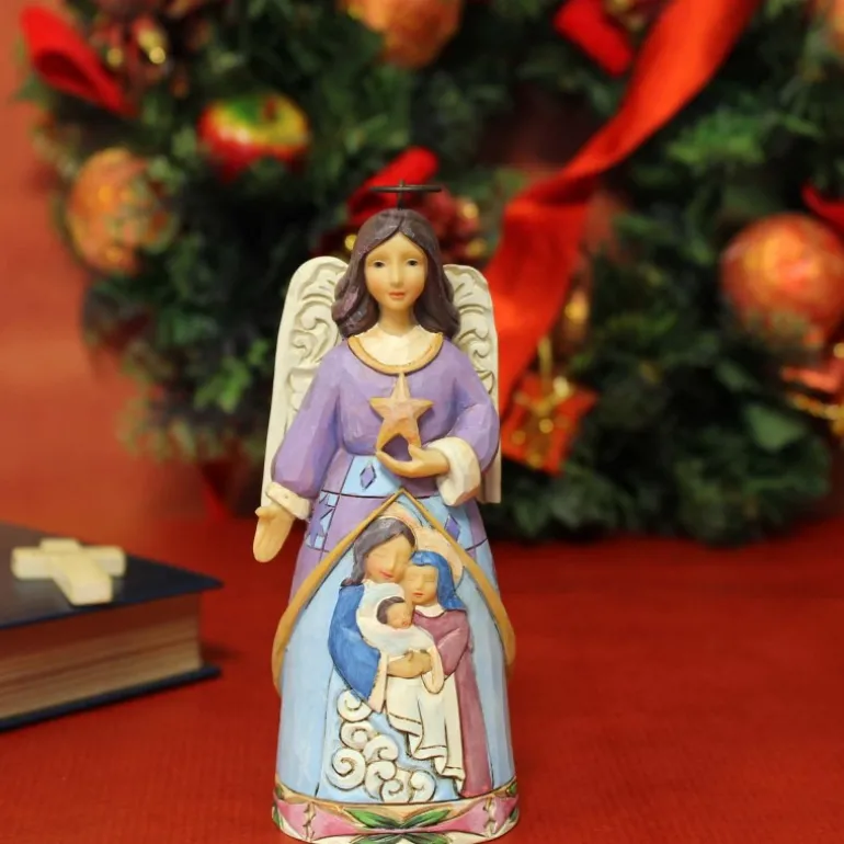 Palais du Rosaire Statue d'Ange gardien en résine avec une étoile - Résine - 18,5cm^ Décoration De Noël