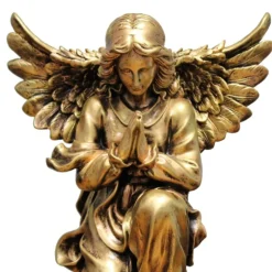 Palais du Rosaire Statue d'Ange priant en résine effet bronze 50cm^ Statue Ange
