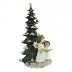 Palais du Rosaire Statue d'Anges et d’un sapin de Noel lumineux en résine de 36cm^ Décoration De Noël