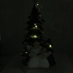 Palais du Rosaire Statue d'Anges et d’un sapin de Noel lumineux en résine de 36cm^ Décoration De Noël
