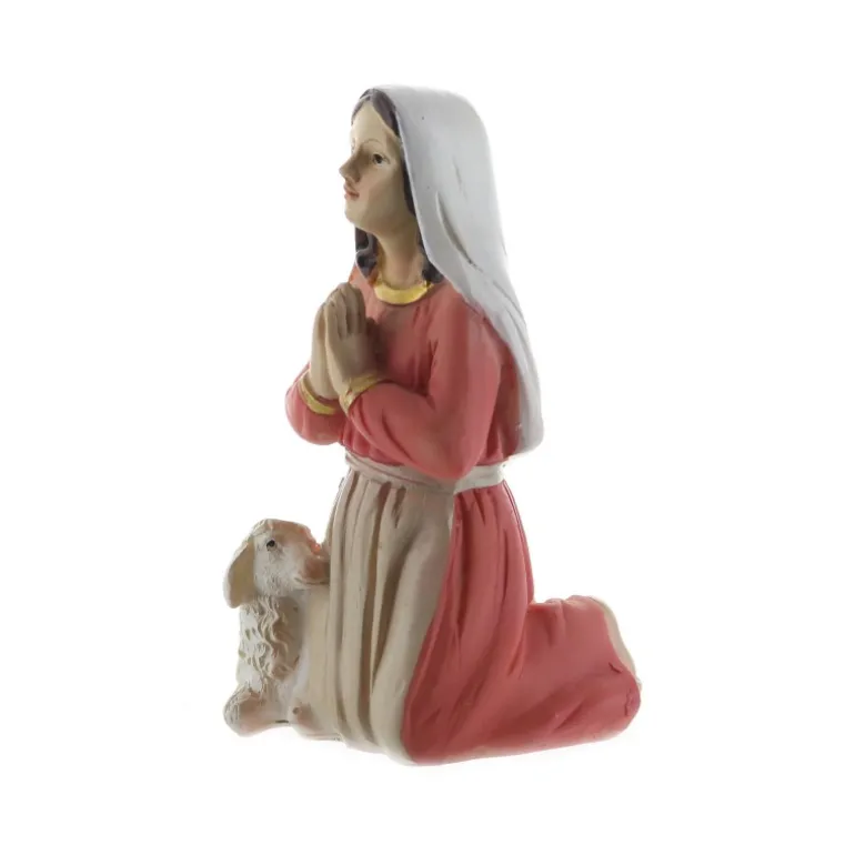Palais du Rosaire Statue de Bernadette et un mouton en résine colorée 12cm^ Statue De Sainte Bernadette