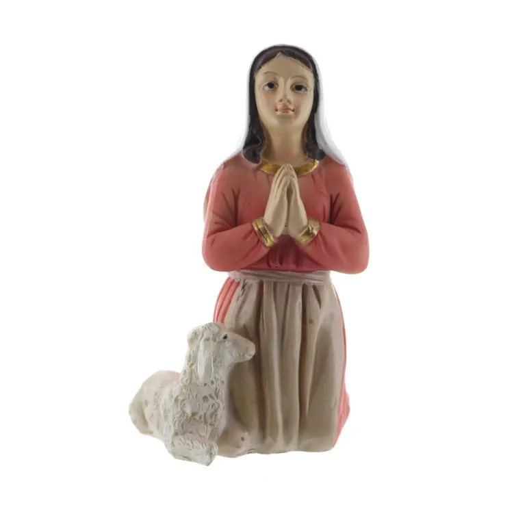 Palais du Rosaire Statue de Bernadette et un mouton en résine colorée 12cm^ Statue De Sainte Bernadette