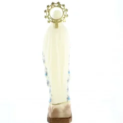 Palais du Rosaire Statue de 21cm résine de Notre Dame de Lourdes avec un manteau de fleurs^ Statue De Notre Dame De Lourdes