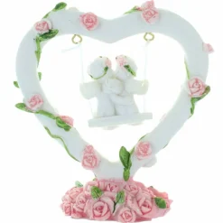 Palais du Rosaire Statue de deux Anges sur une balançoire dans un coeur en résine 11cm^ Statue Ange