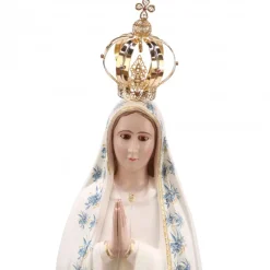Palais du Rosaire Statue de Fatima vêtue de son manteau fleuri bleu 95 cm^ Statue De Grande Taille | Statue Vierge De Fatima