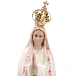 Palais du Rosaire Statue de Fatima vêtue de son manteau fleuri rose 95 cm^ Statue De Grande Taille | Statue Vierge De Fatima