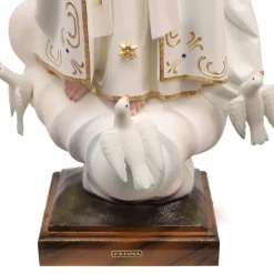Palais du Rosaire Statue de Fatima vêtue de son manteau fleurs bleues 70cm^ Statue De Grande Taille | Statue Vierge De Fatima