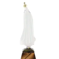 Palais du Rosaire Statue de Fatima vêtue d'un manteau fleuri bleu 18cm^ Statue Vierge De Fatima