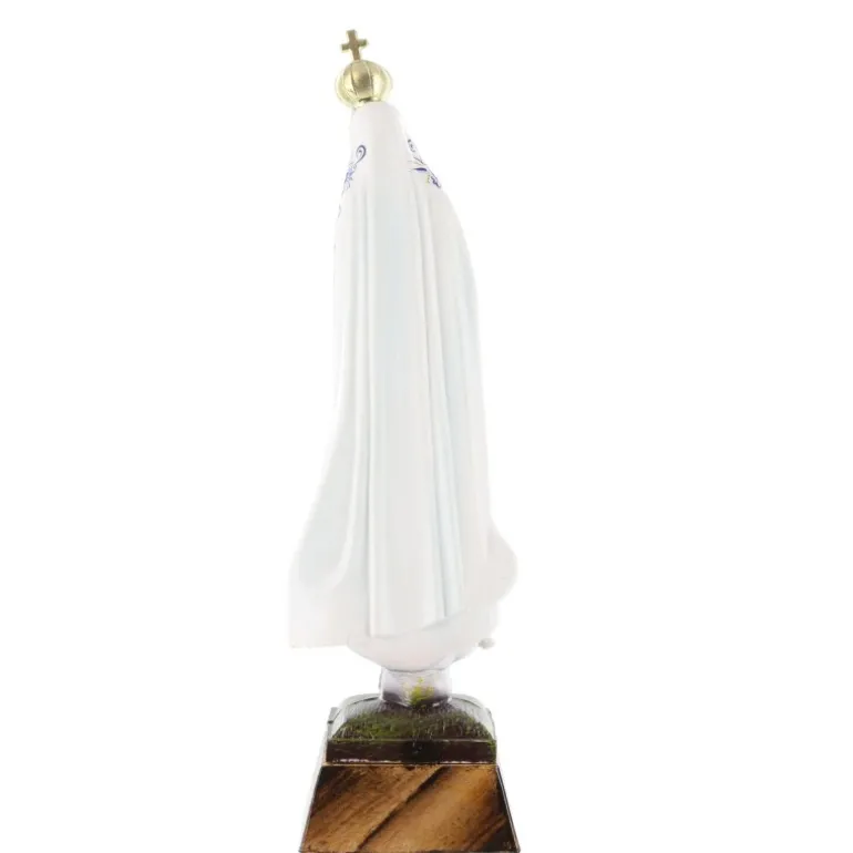 Palais du Rosaire Statue de Fatima vêtue d'un manteau fleuri rose 18cm^ Statue Vierge De Fatima