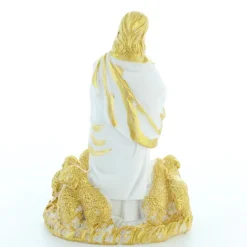 Palais du Rosaire Statue de Jésus Berger blanche et dorée de 10cm^ Jésus Miséricordieux