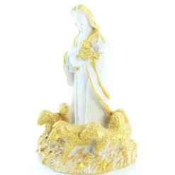 Palais du Rosaire Statue de Jésus Berger blanche et dorée de 10cm^ Jésus Miséricordieux