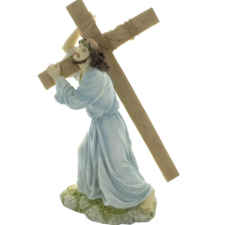 Palais du Rosaire Statue de Jésus portant sa croix en résine 30cm^ Jésus Miséricordieux