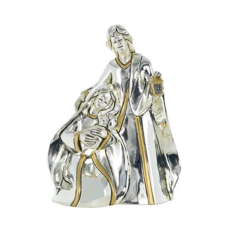 Palais du Rosaire Statue de la Sainte Famille argentée bicolore 17cm^ Statue En Bronze Et Métal | Statue De La Sainte Famille