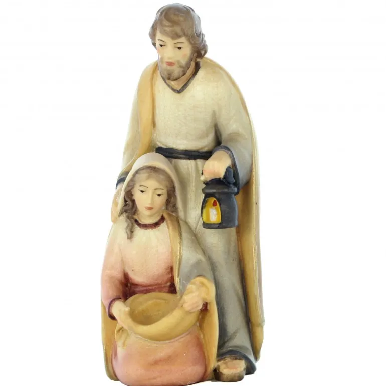 Palais du Rosaire Statue de la Sainte Famille en bois d'érable coloré en 10cm^ Crèche | Statue En Bois