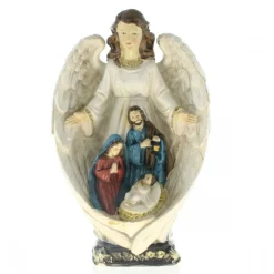 Palais du Rosaire Statue de la Sainte Famille dans un Ange de 20cm en résine^ Statue De La Sainte Famille | Statue Ange