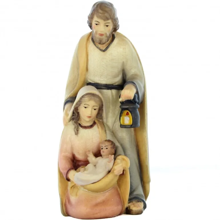Palais du Rosaire Statue de la Sainte Famille en bois d'érable coloré en 10cm^ Crèche | Statue En Bois