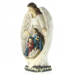 Palais du Rosaire Statue de la Sainte Famille dans un Ange de 20cm en résine^ Statue De La Sainte Famille | Statue Ange