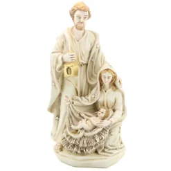 Palais du Rosaire Statue de la Sainte Famille en résine blanche patinée 40cm^ Statue De La Sainte Famille